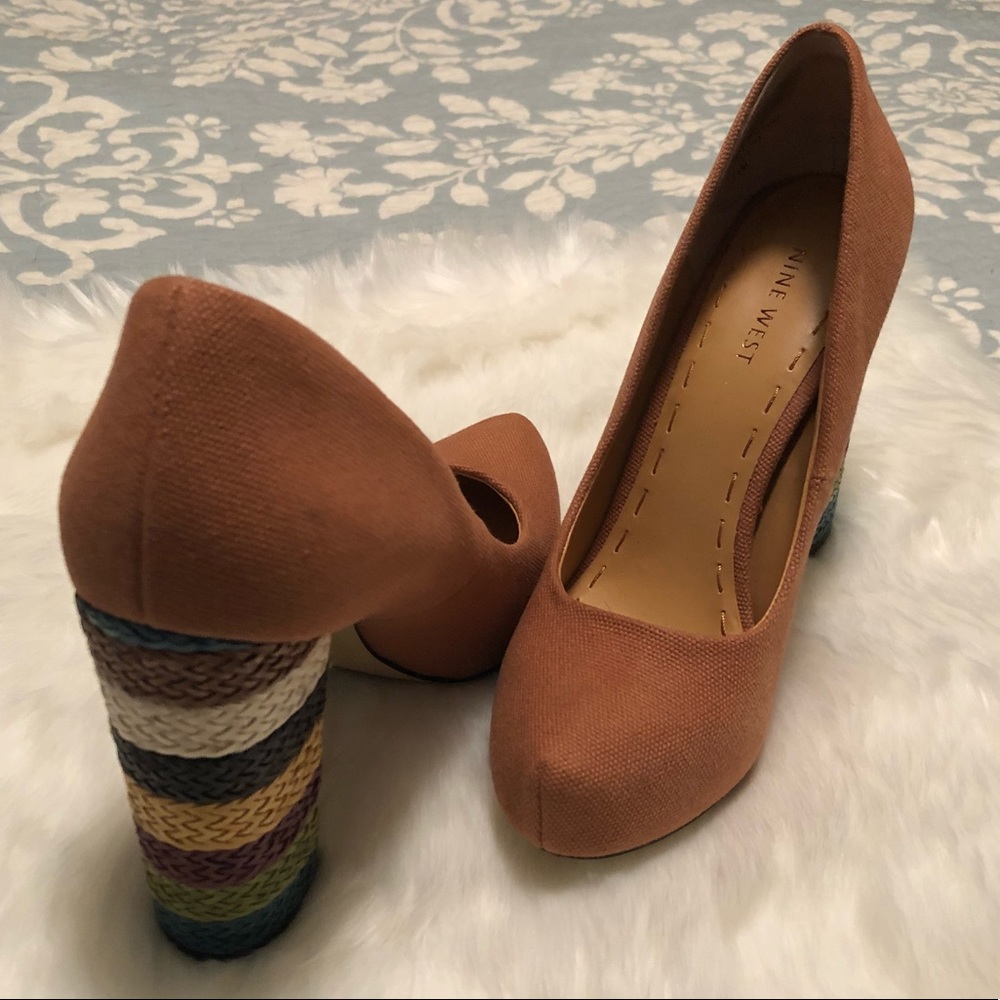 NINE WEST Filing 7 Burnt Orange Heels - Picture 2 of 8